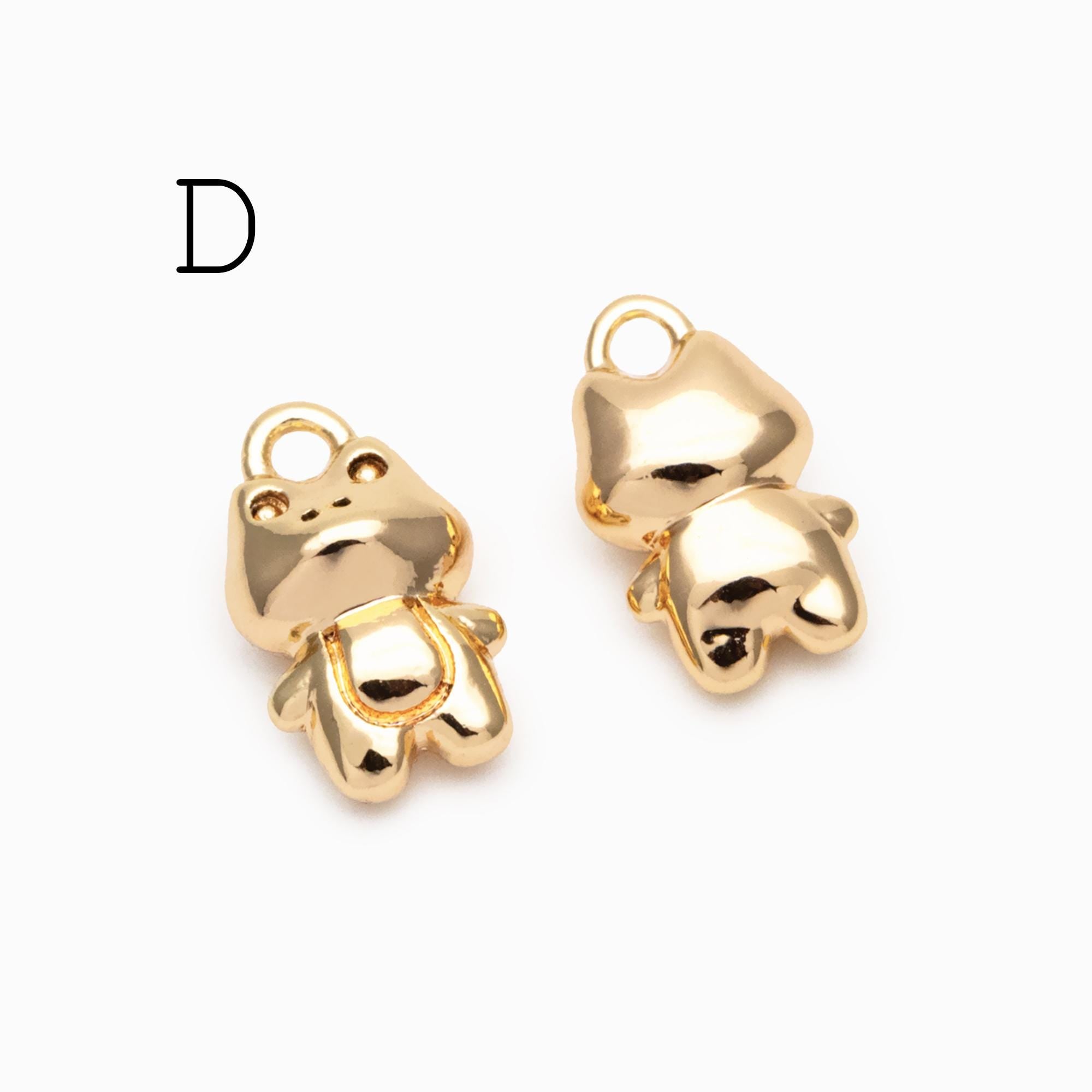 10pcs Gold Cute Animal Charms, Real Gold plated Brass Necklace Pendant, Earring Charm (GB-2835)